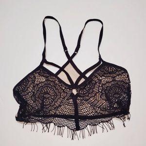 Nollie Black Lace Overlay Racerback Bralette S